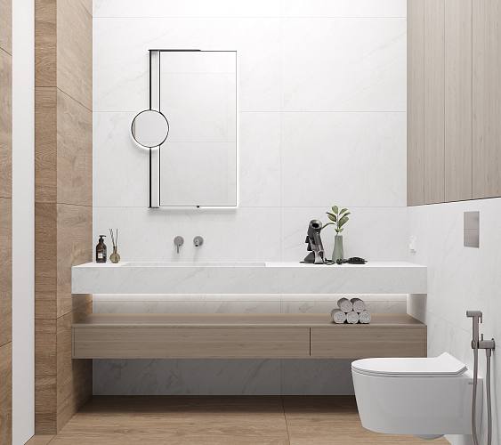 Fog Day Керамогранит белый 60х120 лаппатированный шайн